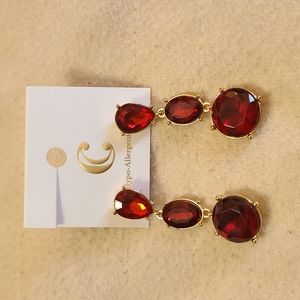 Charming Charlie mid-length red and gold earrings